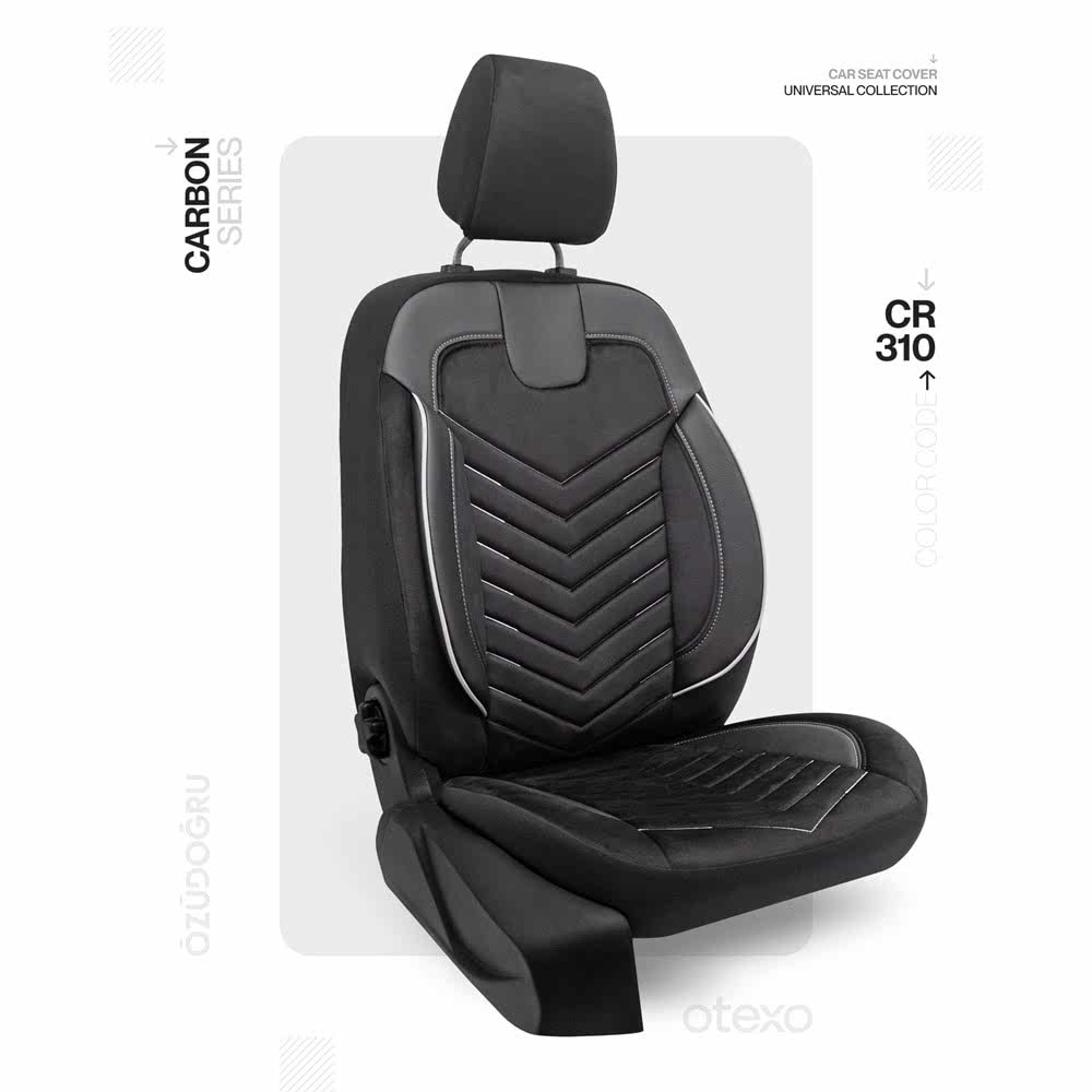 Oto Kılıf ( Carbon / Standart ) - CR-310-Siyah/Beyaz İp