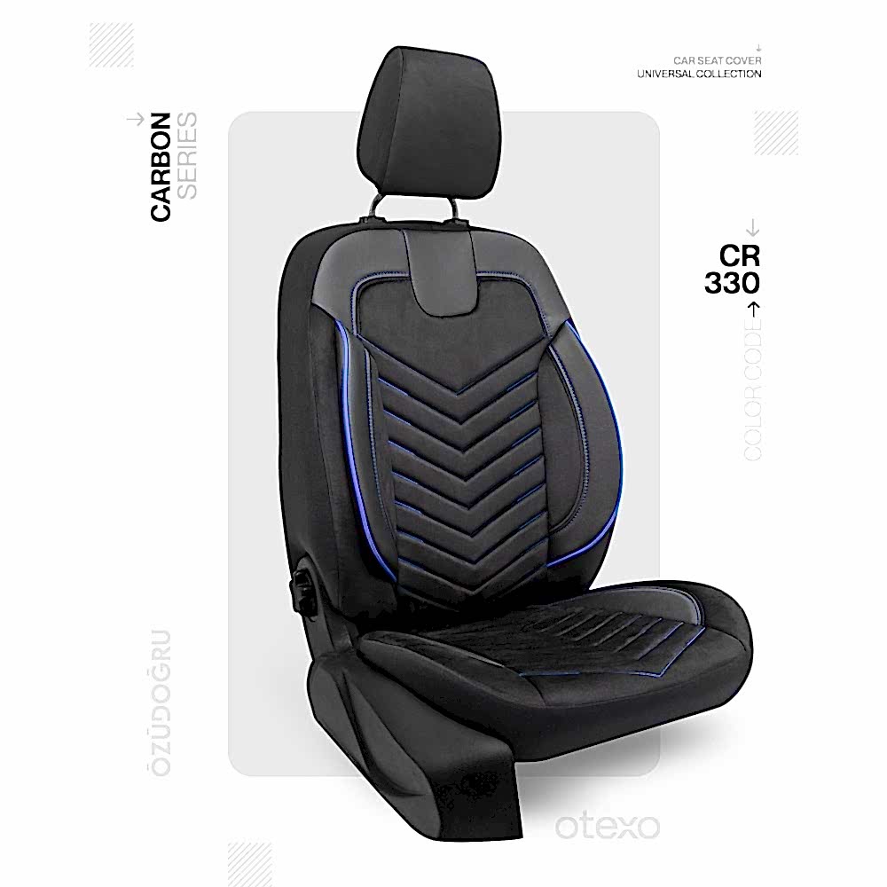 Oto Kılıf ( Carbon / Standart ) - CR-330-Siyah/Mavi İp