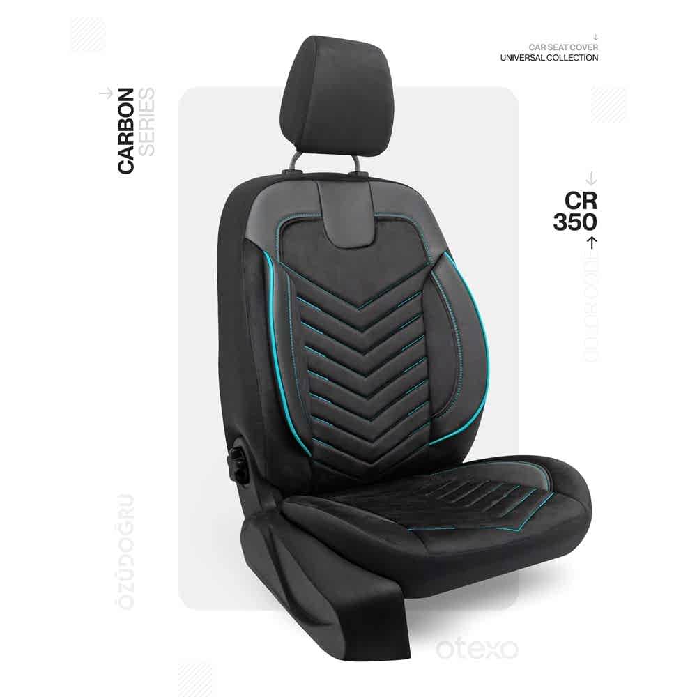 Oto Kılıf ( Carbon / Standart ) - CR-350-Siyah/Turkuaz İp