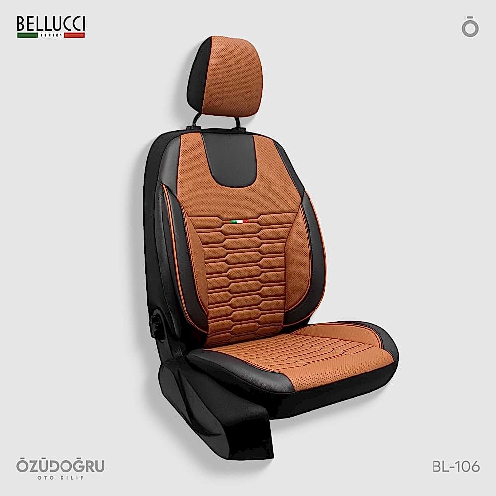 Oto Kılıf ( Deri ) ( Bellucci ) - BL-106-Taba/Siyah