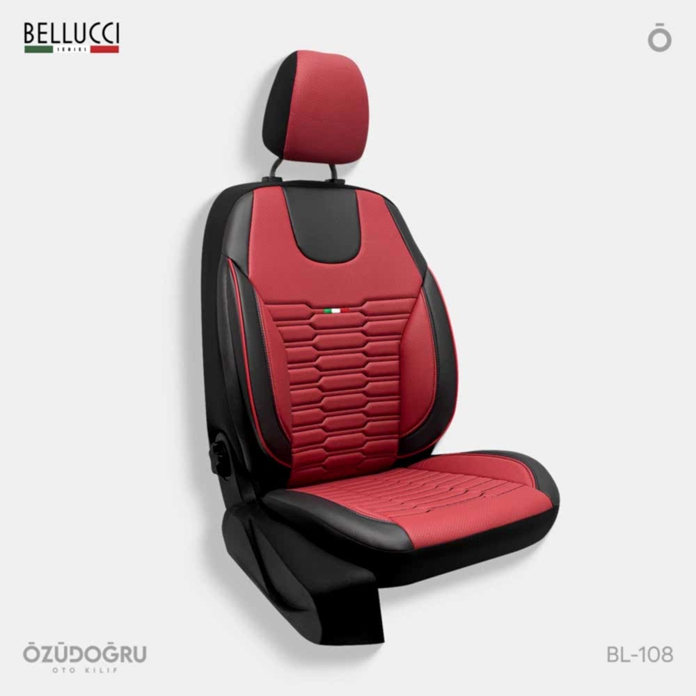 Oto Kılıf ( Deri ) ( Bellucci ) - BL-108-Kırmızı/Siyah
