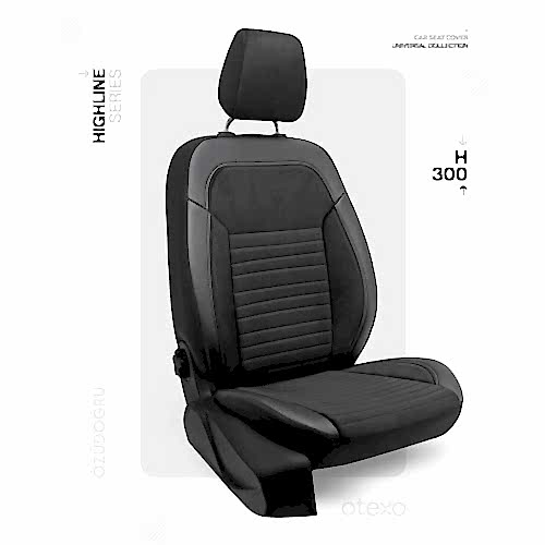 Oto Kılıf ( Highline ) 2+1 Ticari - H-300-BabyFace Siyah/Siyah İp