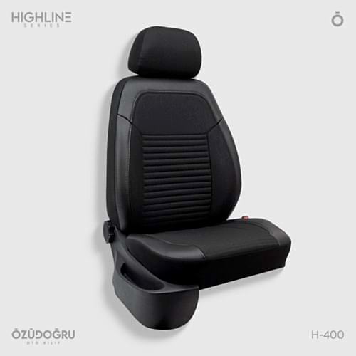 Oto Kılıf ( Highline ) - H-400-Keten Siyah/Siyah İp