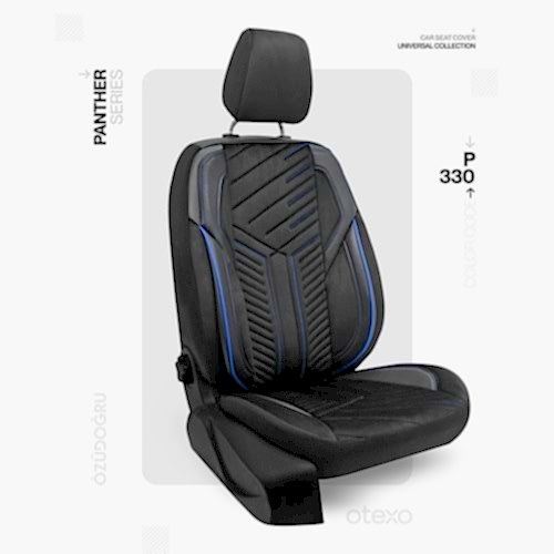 Oto Kılıf ( Orjinal ) ( Panter ) - P-330-Siyah/Mavi İp