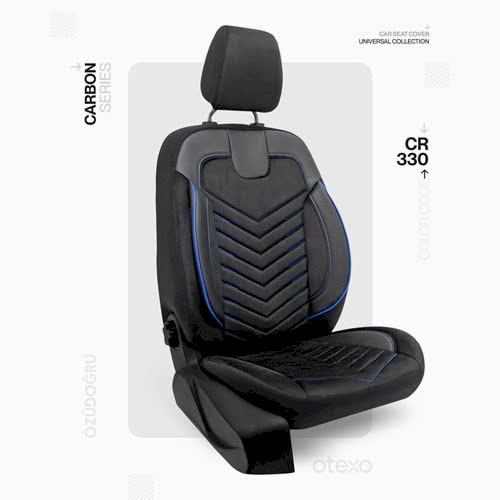 Oto Kılıf ( Carbon / Standart ) - CR-330-Siyah/Mavi İp