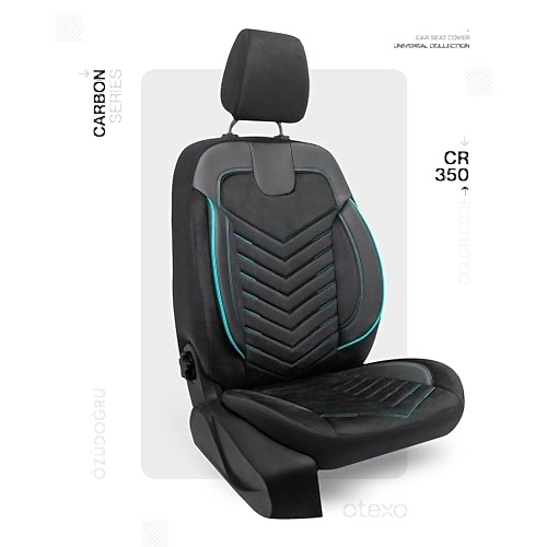 Oto Kılıf ( Carbon / Standart ) - CR-350-Siyah/Turkuaz İp
