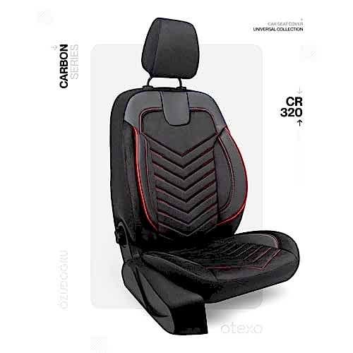 Oto Kılıf ( Carbon / Ticari 2+1 ) - CR-320-Siyah/Kırmızı İp