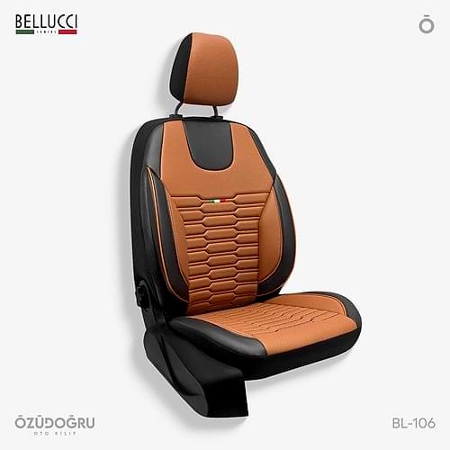 Oto Kılıf ( Deri ) ( Bellucci ) - BL-106-Taba/Siyah