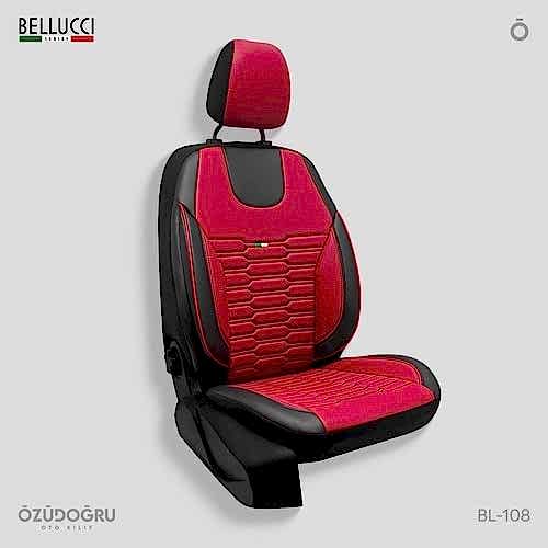 Oto Kılıf ( Deri ) ( Bellucci ) - BL-108-Kırmızı/Siyah