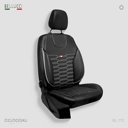 Oto Kılıf ( Deri ) ( Bellucci ) - BL-110-Siyah/Beyaz İp