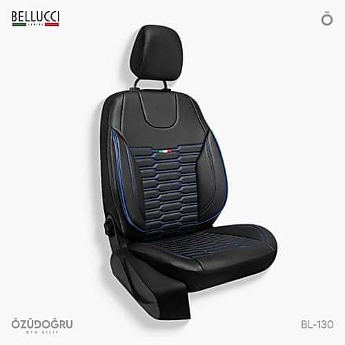 Oto Kılıf ( Deri ) ( Bellucci ) - BL-130-Siyah/Mavi İp