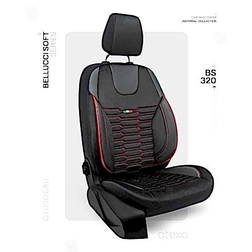 Oto Kılıf ( BabyFace) ( Bellucci Soft ) - BS-320-Siyah/Kırmızı İp