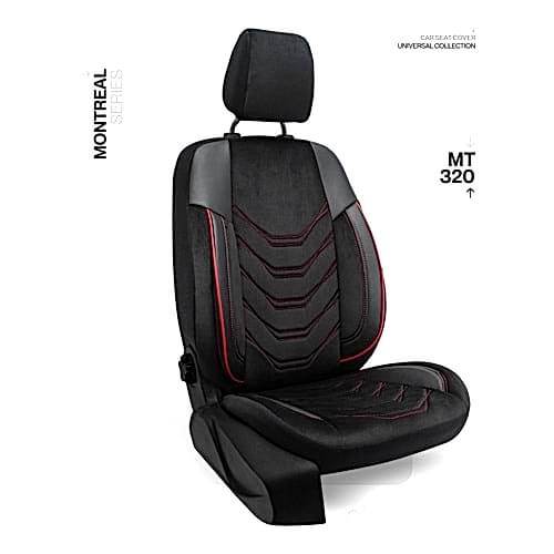 Oto Kılıf ( BabyFace) ( Montreal ) Ticari 2+1 - MT-320-Siyah/Kırmızı İp